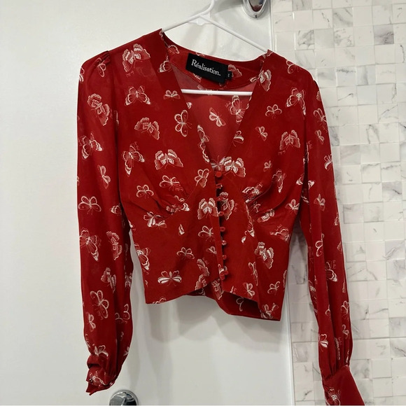 Realisation Par Kaia Top Red Butterfly Size XS - Picture 10 of 12